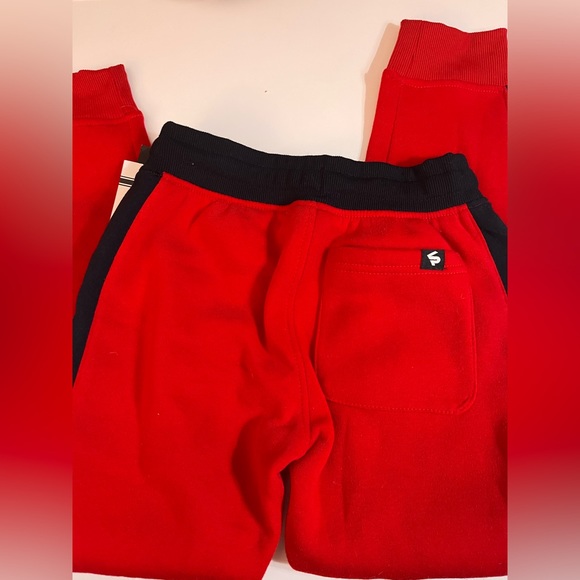 NWT South Pole Boy's Small Red Jogger Sweatpants with Navy Striped Sides - Picture 3 of 7